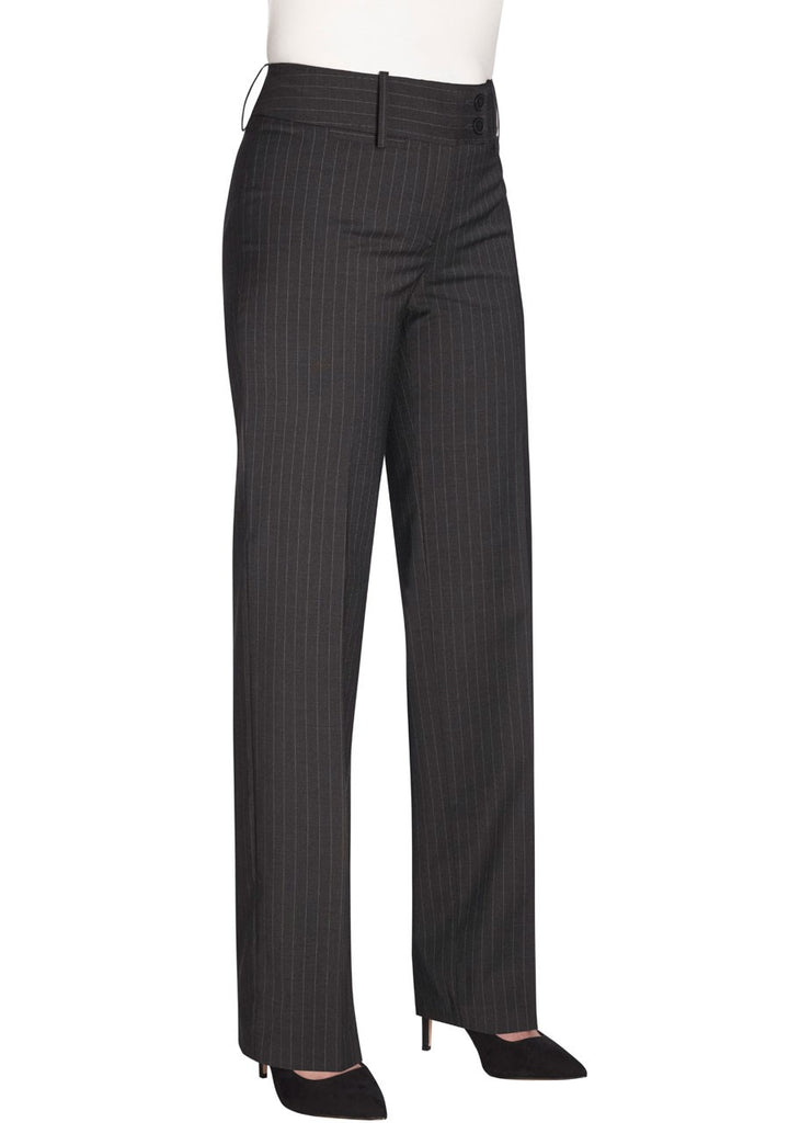 Miranda Parallel Leg Trouser (Charcoal Pinstripe)