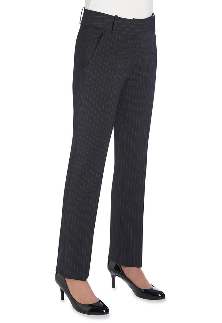 Genoa Tailored Leg Trouser (Charcoal Pinstripe)