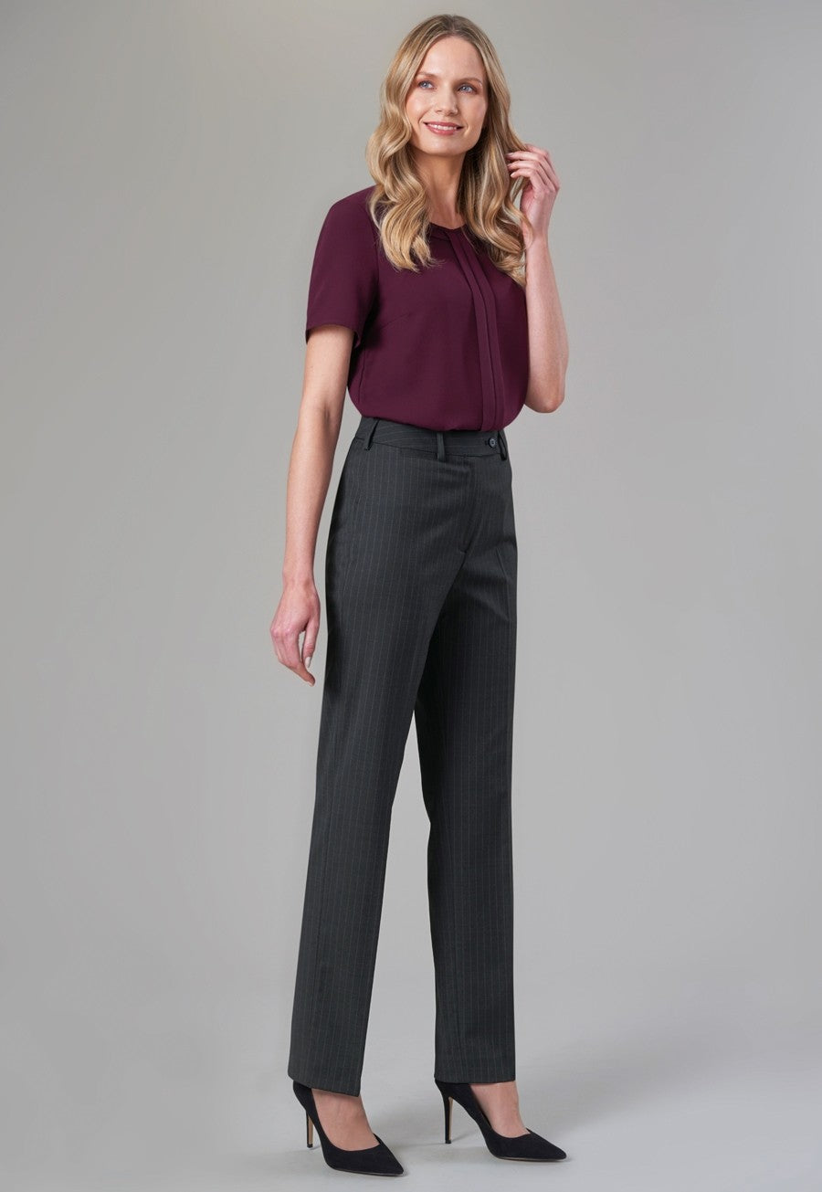 Varese Straight Leg Trouser (Charcoal Pinstripe)