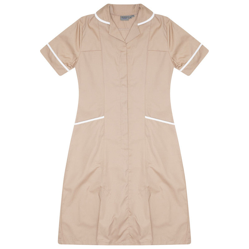 Ladies Dress - Biscuit/White (Short)