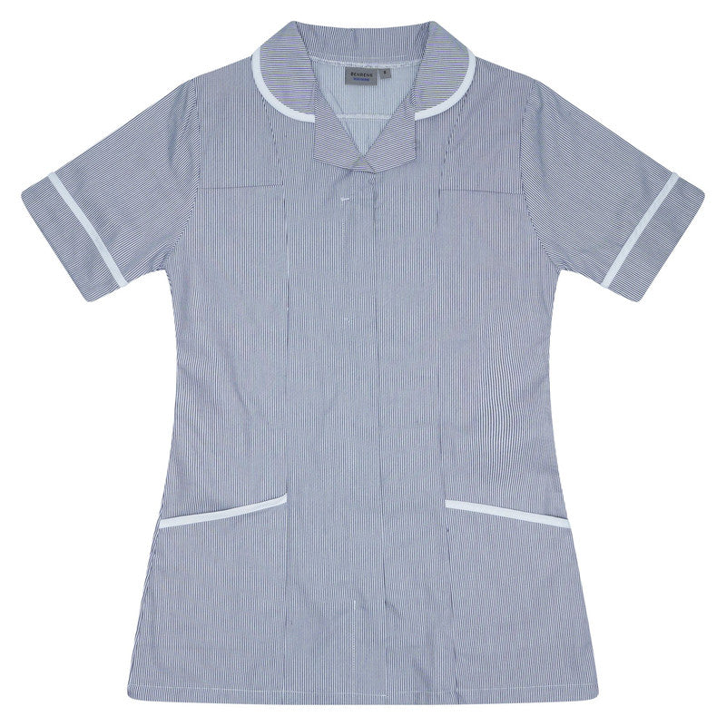 Ladies Tunic P.S in Navy/White Stripe with White Trim