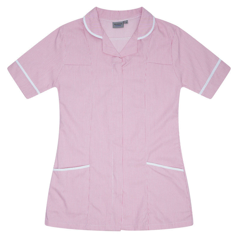 Ladies Tunic P.S Pink White Stripe/White Trim