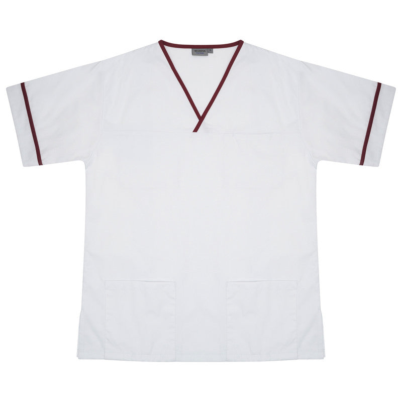 White/Maroon Scrub with Trim