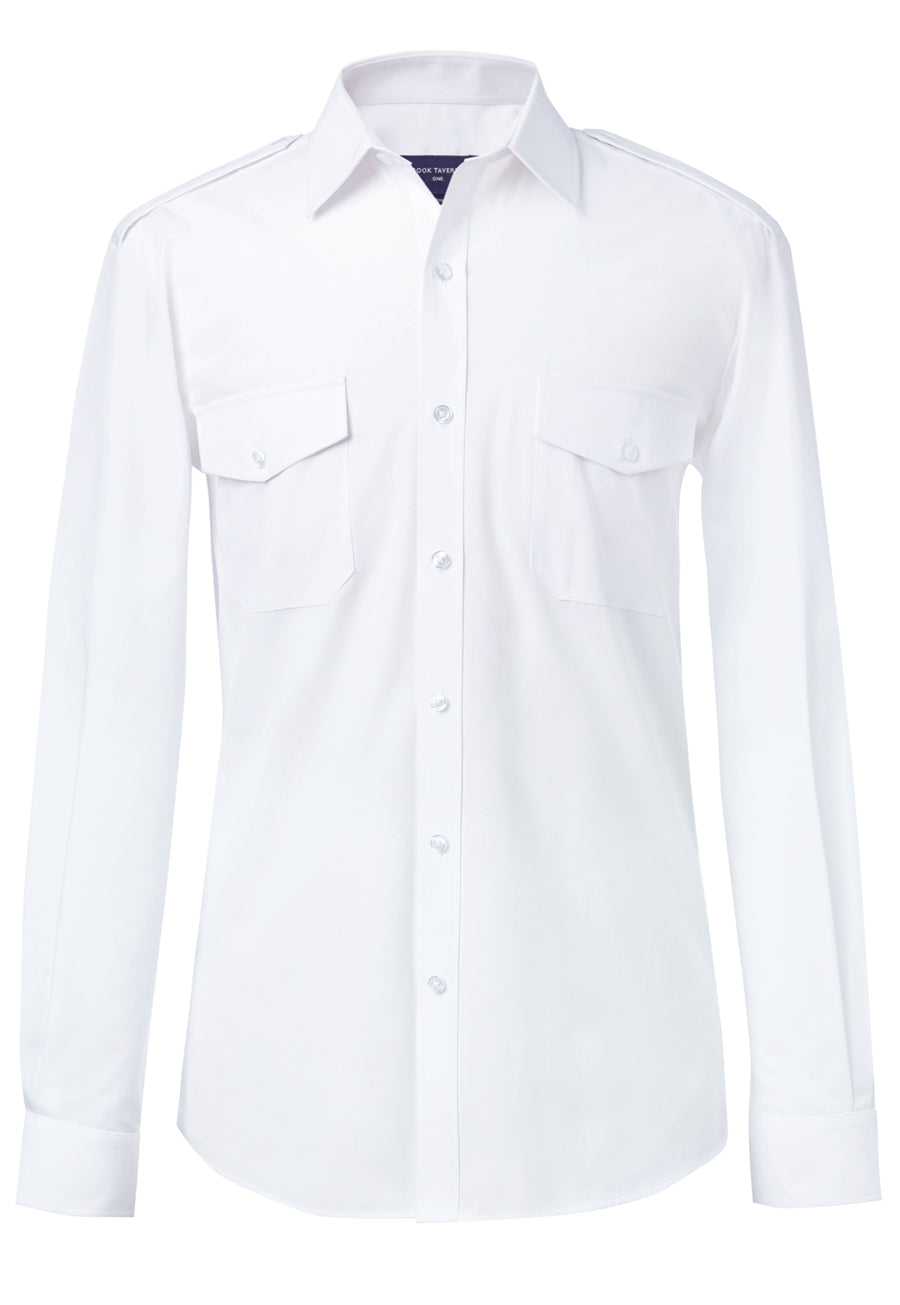 Ares Slim Fit L/S Pilot Shirt White