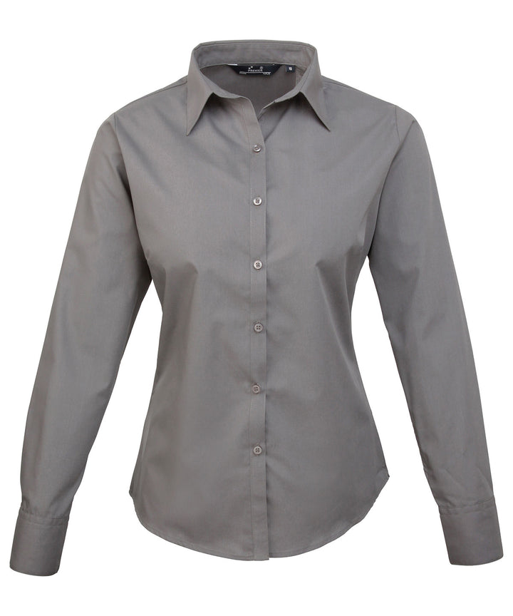 Women's poplin long sleeve blouse (Grey)