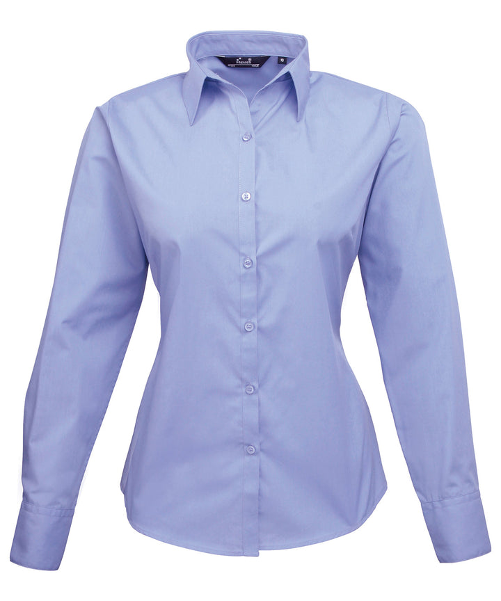 Women's poplin long sleeve blouse (Blue)