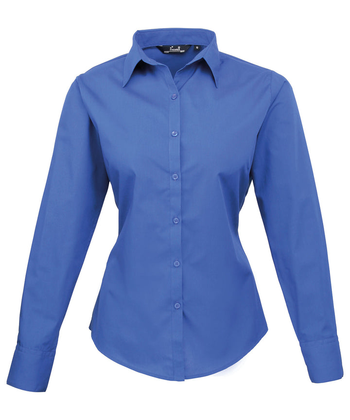 Women's poplin long sleeve blouse (Blue)