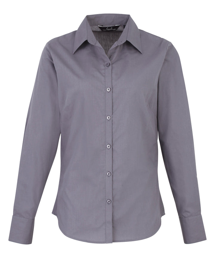 Women's poplin long sleeve blouse (Grey)