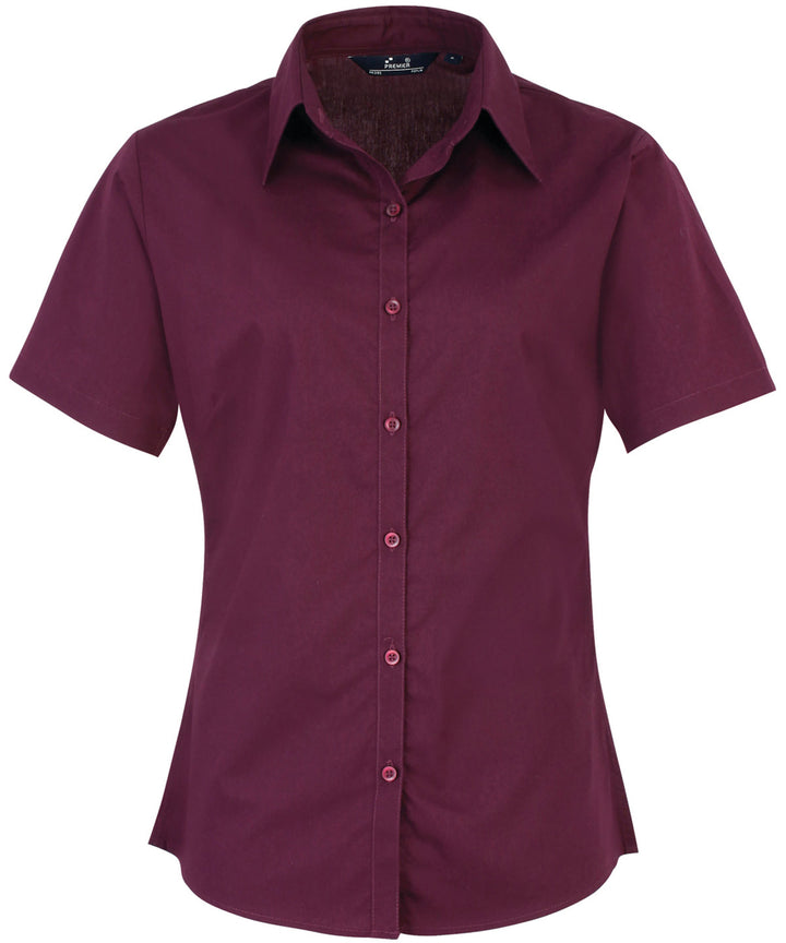 Women's short sleeve poplin blouse (Magenta)