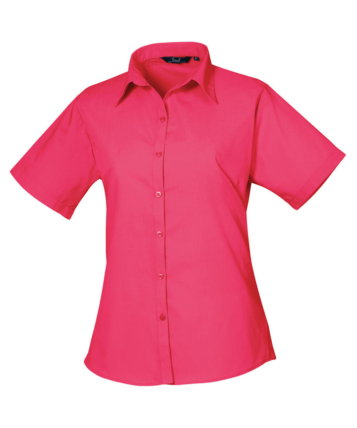 Women's short sleeve poplin blouse (Magenta)
