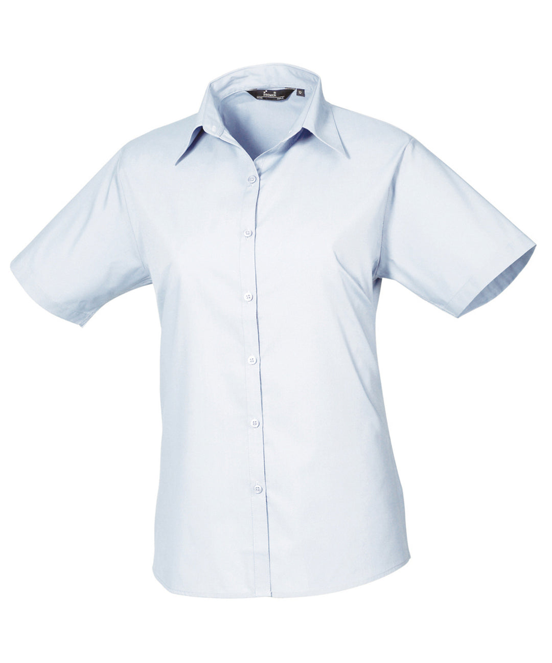 Women's short sleeve poplin blouse (Blue)