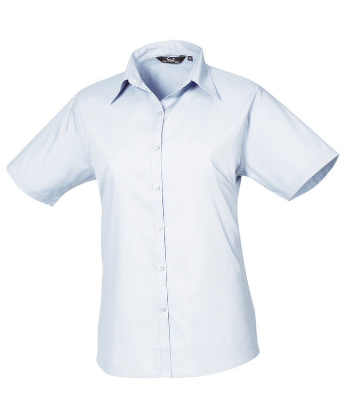 Women's short sleeve poplin blouse (Blue)
