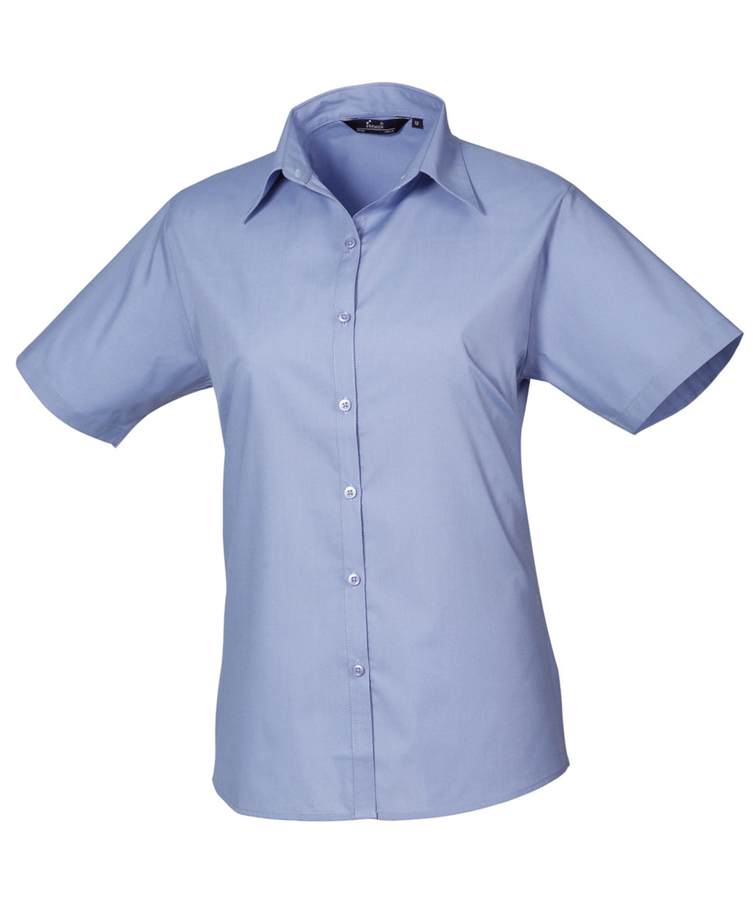 Women's short sleeve poplin blouse (Blue)