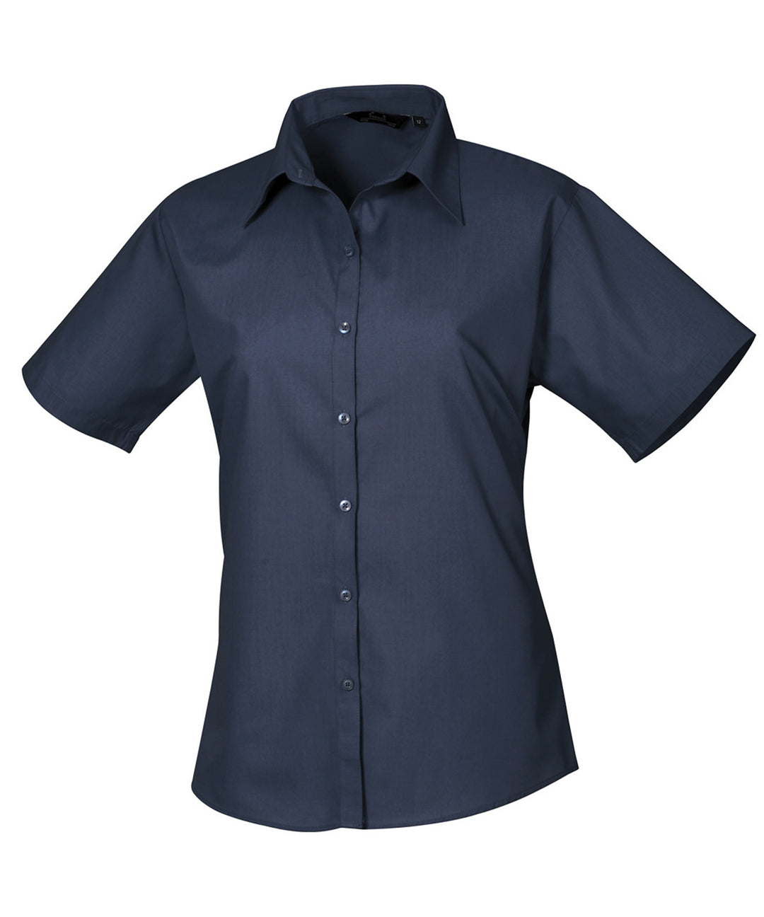 Women's short sleeve poplin blouse (Blue)
