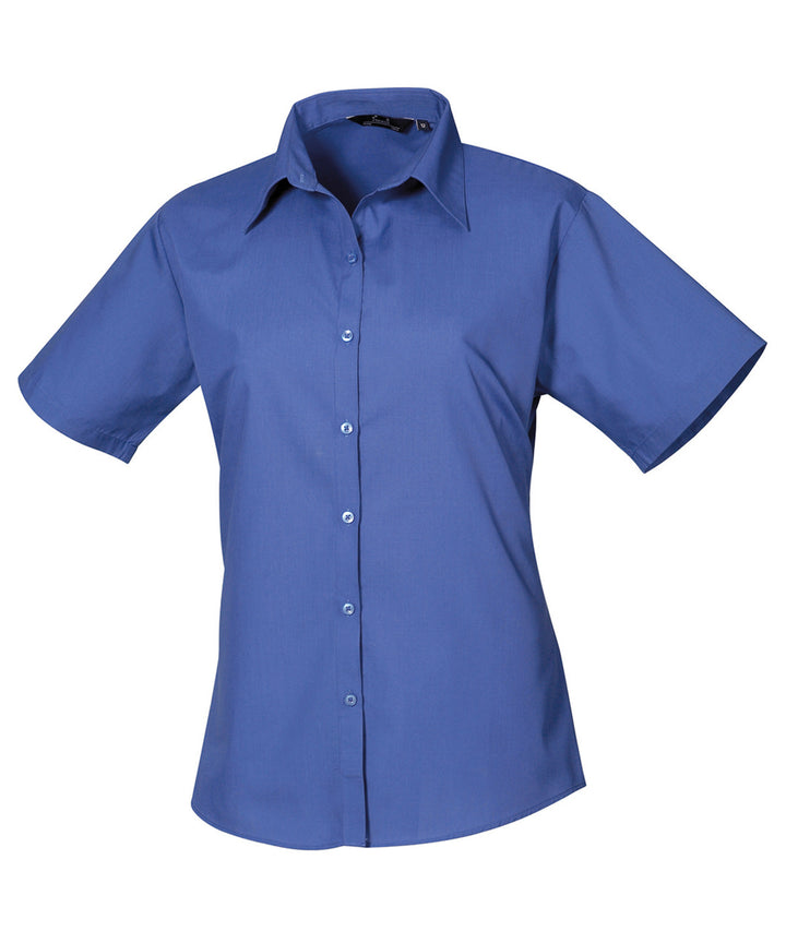 Women's short sleeve poplin blouse (Blue)
