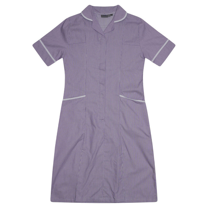 Ladies Dress - Lilac/White Stripe/White Trim (Short)