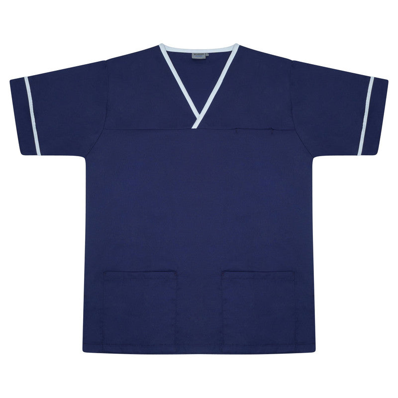 Scrub Tunic With Trim (Navy/White)