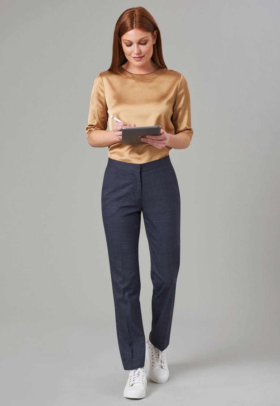 Stella Straight Leg Trouser Navy Check